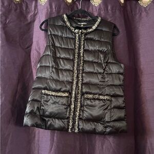 Karl Lagerfeld Black Quilted Vest with Elegant Trim